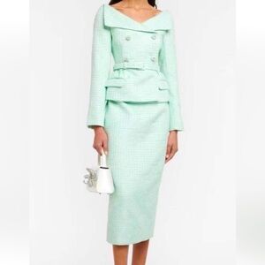 💚Self portrait mint green boucle midi dress💚